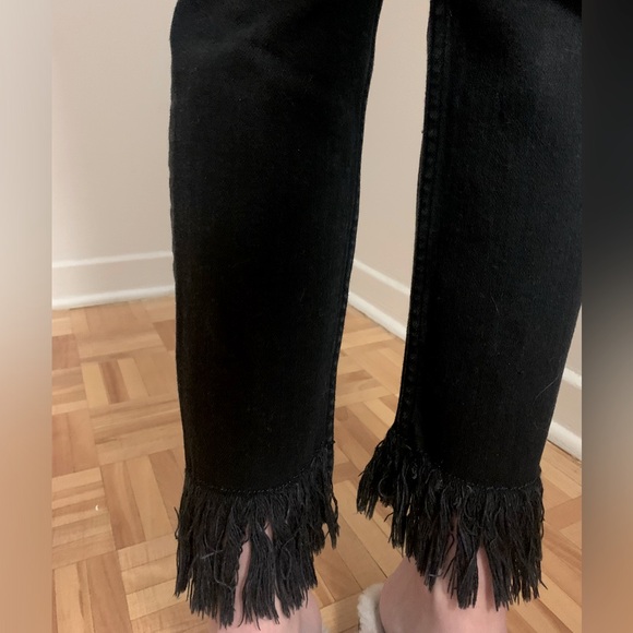 Maje black jeans with ruffles at bottom - Picture 3 of 3